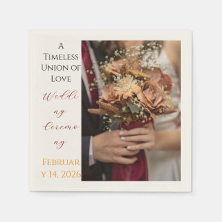 Timeless Wedding Ceremony Floral Photo Paper  Serviette