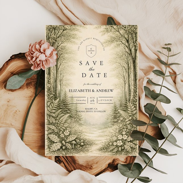 Timeless Woodland Forest Wedding Save The Date (Von Creator hochgeladen)