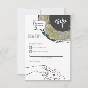 Timeline Courthouse Wedding Modernes Illustriert RSVP Karte