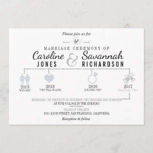 Timeline Light Gray Wedding Einladung