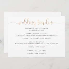 Timeline-Skript für Hochzeiten. Einfache Kalligrap Einladung