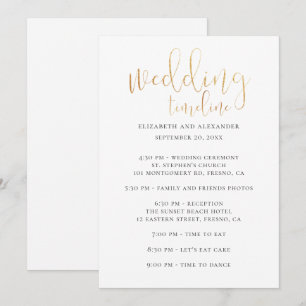 Timeline-Skript für Hochzeiten. Einfache Kalligrap Einladung