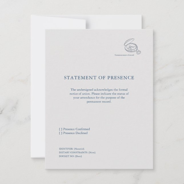 Timepiece- Minimalist Union Announcement  RSVP Karte (Vorderseite)