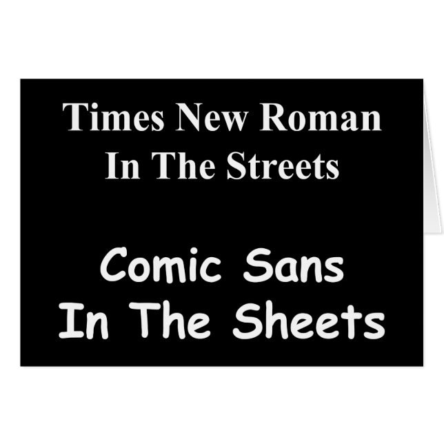 Times New Roman in den Straßen, Comic Sans.... (Vorderseite (Horizontal))