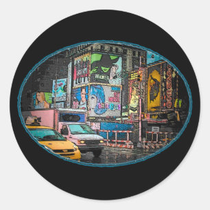 Times Square-Anschlagtafel-Aufkleber Runder Aufkleber