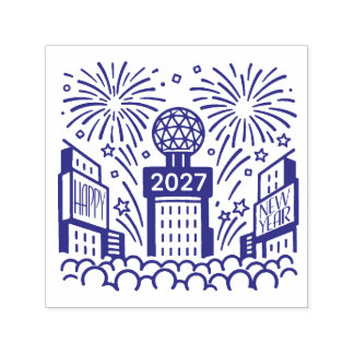 Times Square Ball Drop Neujahr 2027 Gold Permastempel