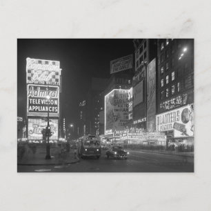 Times Square in der Nacht, 1953 Postkarte