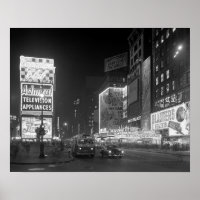Times Square in der Nacht, 1953. Vintages Foto