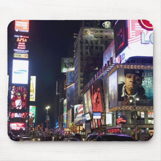 Times Square in der Nacht in Manhattan, New York Mousepad (Vorne)