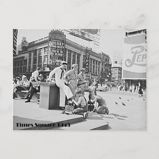 Times Square, New York City, Foto der Ära des 2. W Postkarte (Vorderseite)