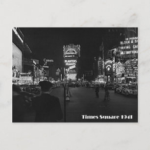 Times Square, New York City, Neon Foto von 1941 Postkarte