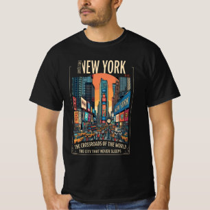Times Square New York -Retro Stadt die niemals sch T-Shirt