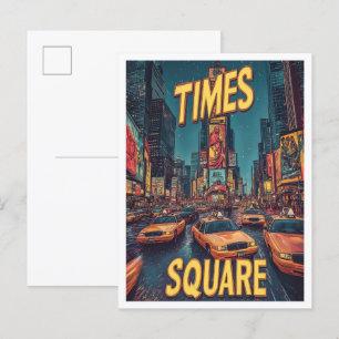 Times Square NYC USA Vintag Illustration Travel Postkarte