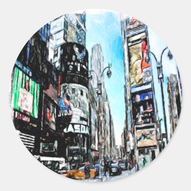 Times Square Runder Aufkleber (Vorderseite)