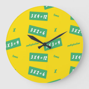 Times three yellow learning große wanduhr