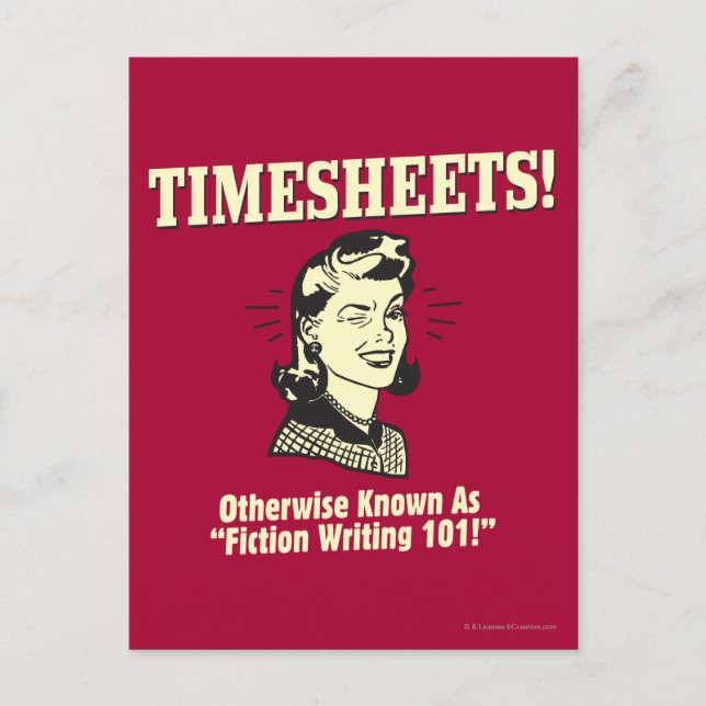 Timesheets: Fiktion Writing 101 Postkarte (Vorderseite)