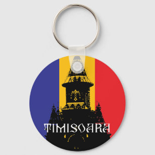 Timisoara Cathedral - Tricolor-Flagge Schlüsselanhänger