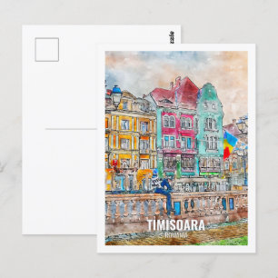 Timișoara Rumänien Berühmter Reiseort Wasserfarbe Postkarte