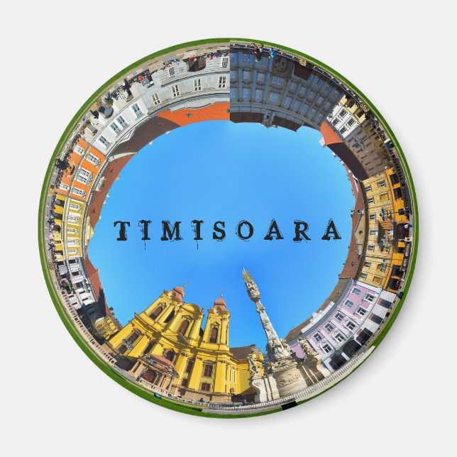 Timisoara Stadt Romantik Gewerkschaft Piazza Panor Magnet (Vorne)