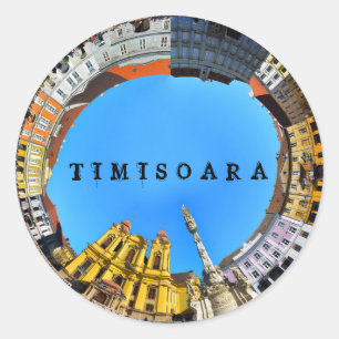 Timisoara Stadt Romantik Gewerkschaft Piazza Panor Runder Aufkleber