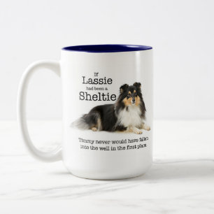 Timmy's dreiseitige Sheltie-Tasse Zweifarbige Tasse