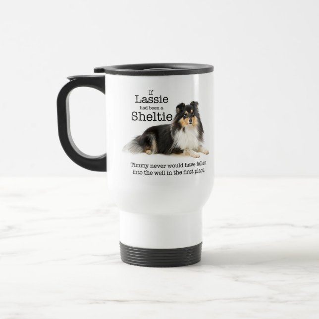 Timmys Tri FarbeSheltie Reise-Tasse Reisebecher (Links)