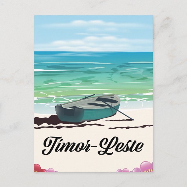 Timor-Leste Retro-Reiseplakat. Postkarte (Vorderseite)