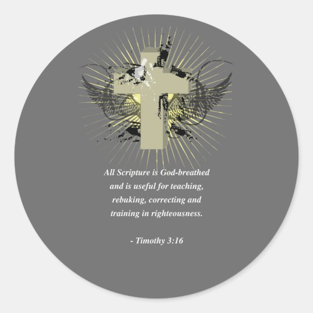 TIMOTHY 3:16 Bibelverse Runder Aufkleber (Vorderseite)