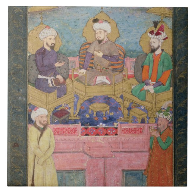 Timur (1336-1405), Babur (1483-1530, r.1526-30) Fliese (Vorderseite)
