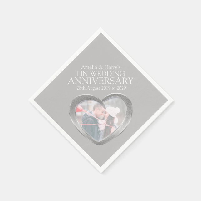 Tin 10. Jubiläum Herzname Servietten Foto (Ecke)