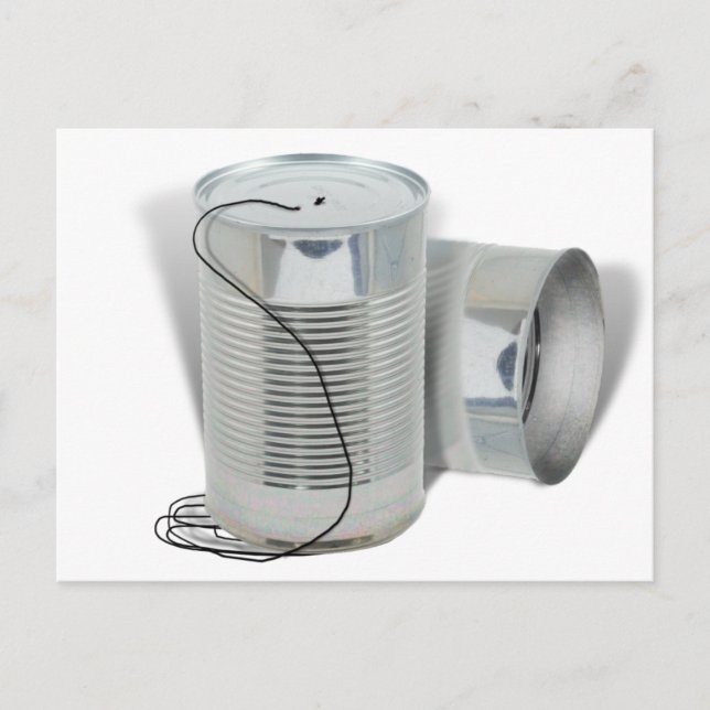 Tin Can Phone (Kannst du mich JETZT hören?) Postkarte (Vorderseite)