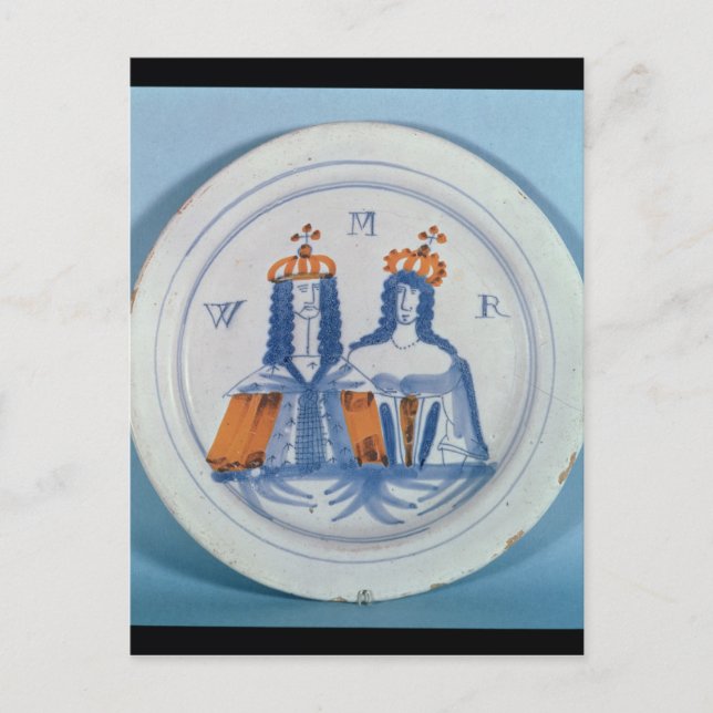 Tin-glazed erware plate, Lambeth, c.1689 Postkarte (Vorderseite)