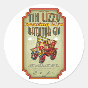Tin Lizzy Bathtub Gin Runder Aufkleber