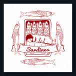 Tin of sardines pop art poster<br><div class="desc">A pop art, line art illustration of a tin or can of sardines. A retro style design for people who loves tinned / canned fish.</div>