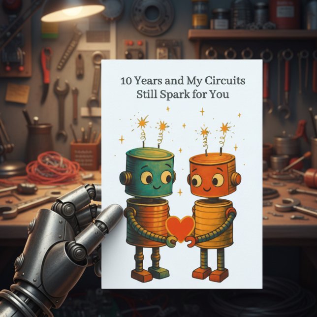Tin Robot Love 10th Wedding Anniversary Karte (Von Creator hochgeladen)