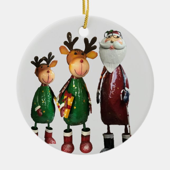 Tin Santa and Cute Tin Reindeers with Ohrts Keramik Ornament (Vorne)