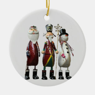 Tin Santa, Soldat und Snowman Keramik Ornament