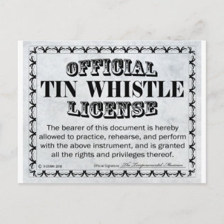 Tin Whistle License Postkarte