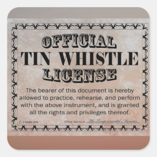 Tin Whistle License Square Aufkleber