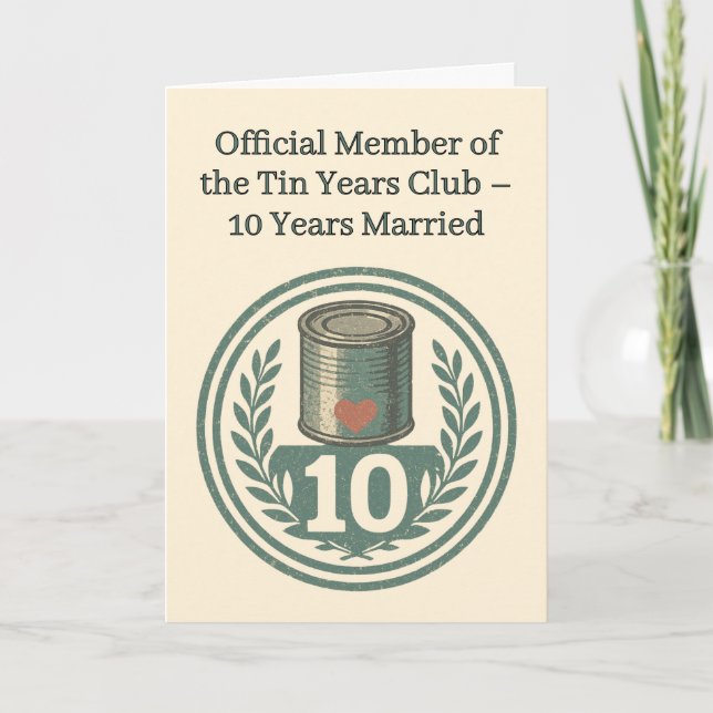Tin Years Club Vintage Emblem 10th Anniversary Karte (Vorderseite)