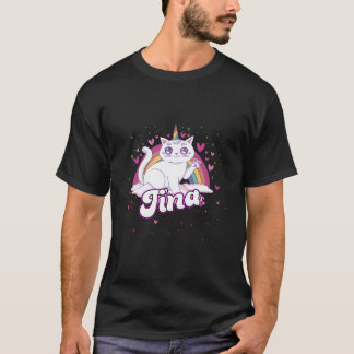 Tina Liebenswerter Name Mit Schönem Caticorn T-Shirt