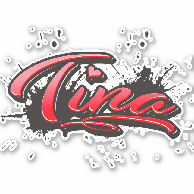 Tina red Heart Graffiti Aufkleber Sticker (Vorderseite)