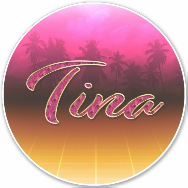 Tina Vorname Name golden pink Aufkleber Sticker (Vorderseite)