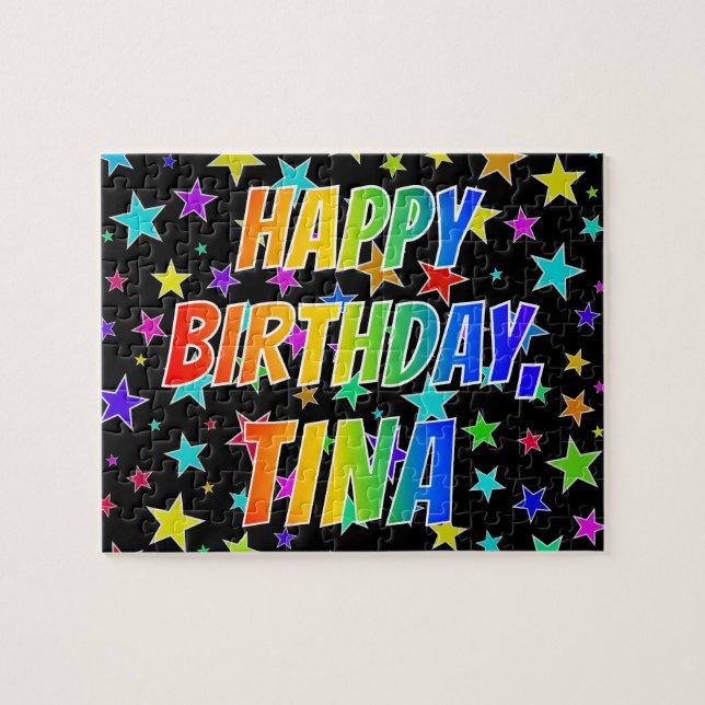"TINA" Vorname, Spaß "GLÜCKLICHER GEBURTSTAG" Puzzle (Horizontal)