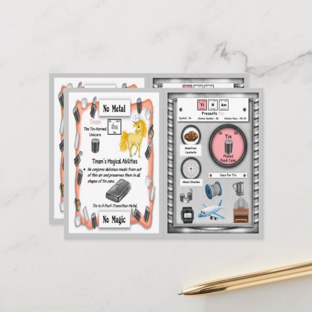 Tinam - Tin Horn Unicorn Game Card Postkarte (Vorderseite/Rückseite Beispiel)
