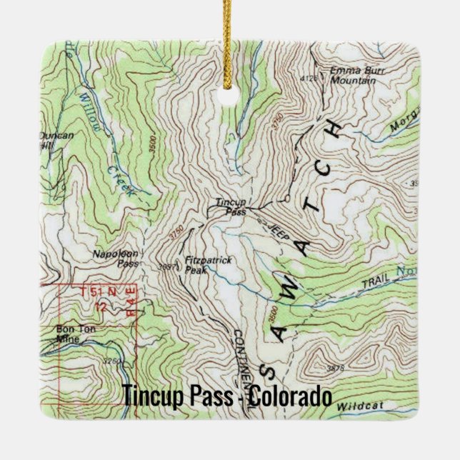 Tincup Pass Colorado Topo Keramikornament (Rückseite)