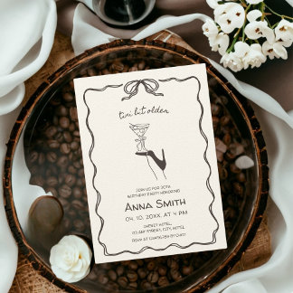 Tini Bit Ältere Cocktail Hand gezeichnet Braun Geb Einladung