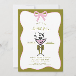 Tini Bit Ältere Cowgirl Whimsical Hand Drawing Einladung