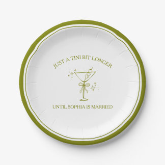 "Tini Bit Longer" Dirty Martini Olive Bachelorette Pappteller