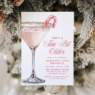 ‘Tini Bit Older Candy Cane Martini Birthday Party Einladung